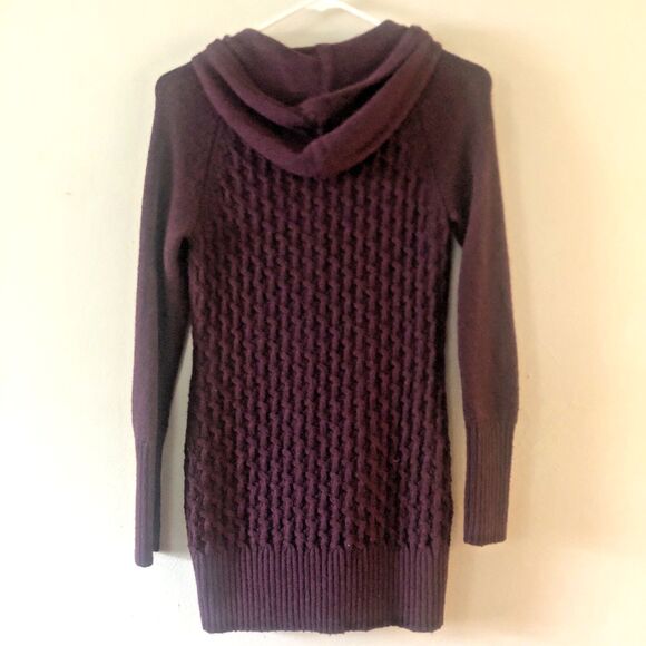 Cambridge Dry Goods Vintage Womens  XS Cable Sweater Maroon Red Hoodie Pockets - Picture 2 of 6